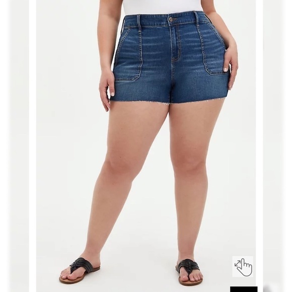NWT TORRID HIGH RISE SHORTIE SHORT - VINTAGE STRETCH MEDIUM WASH denim shorts - Picture 2 of 10